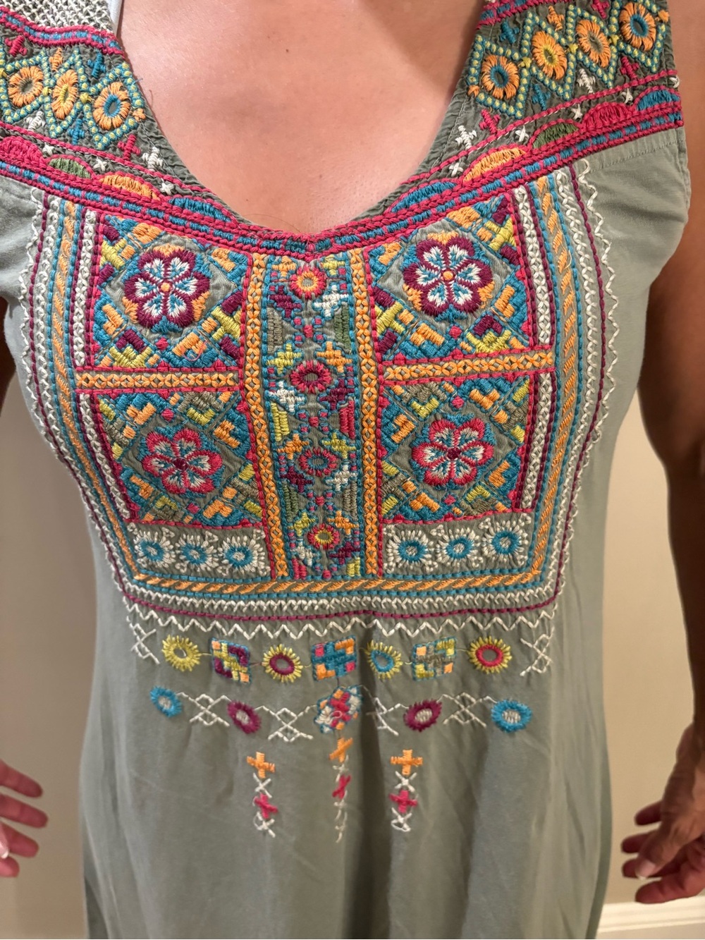 Johnny Was Olive Embroidered Scoop-Neck Women's dress or long tank